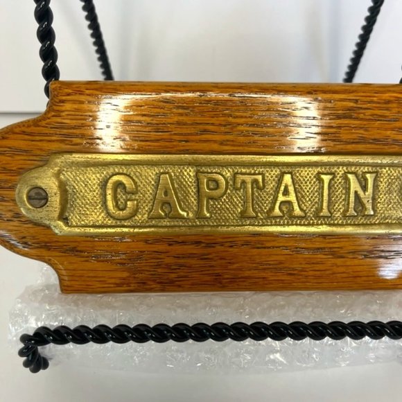 Brass Captain Sign mounted on wood Vintage Nautical Plaque Boat Ship Sailboat - Picture 3 of 9